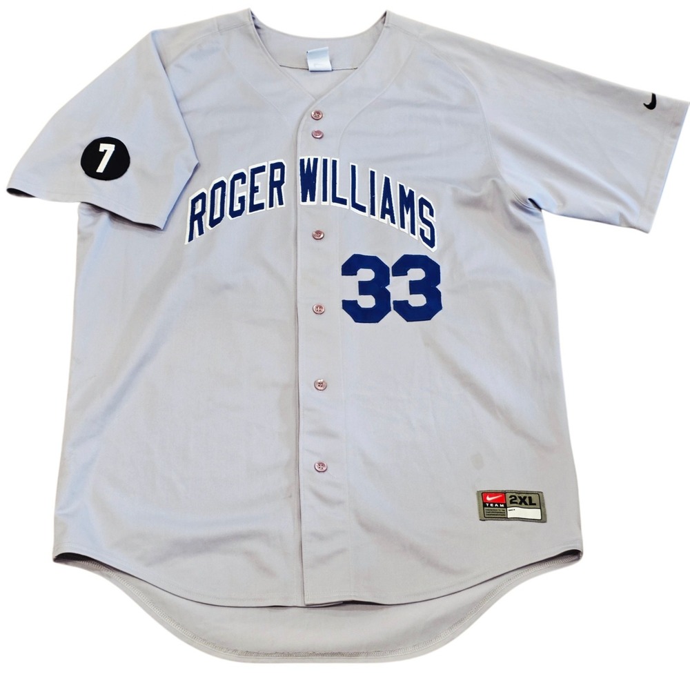 Nike Roger Williams Hawks Baseball Jersey #33 Team Issued NCAA 2XL Gray